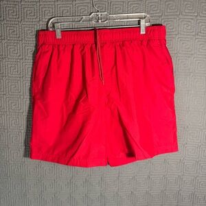 Faded Glory Swim Trunks Mens Size Large Solid Red Swim Wear Drawstring fm13301y